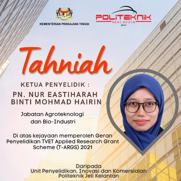 Geran Penyelidikan TVET Applied Research Grant Scheme (T-ARGS) 2021